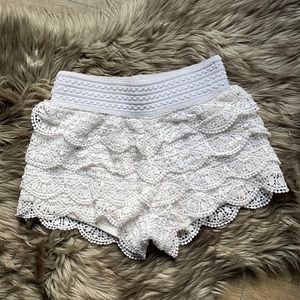White lace, rewind shorts - small